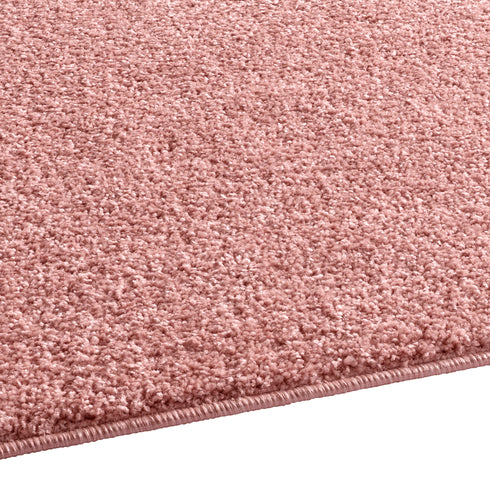 Kurzflor Teppich Designer | Flauschiger Flachflor fürs Wohnzimmer, Esszimmer, Schlafzimmer oder Kinderzimmer | Rosa Rund
